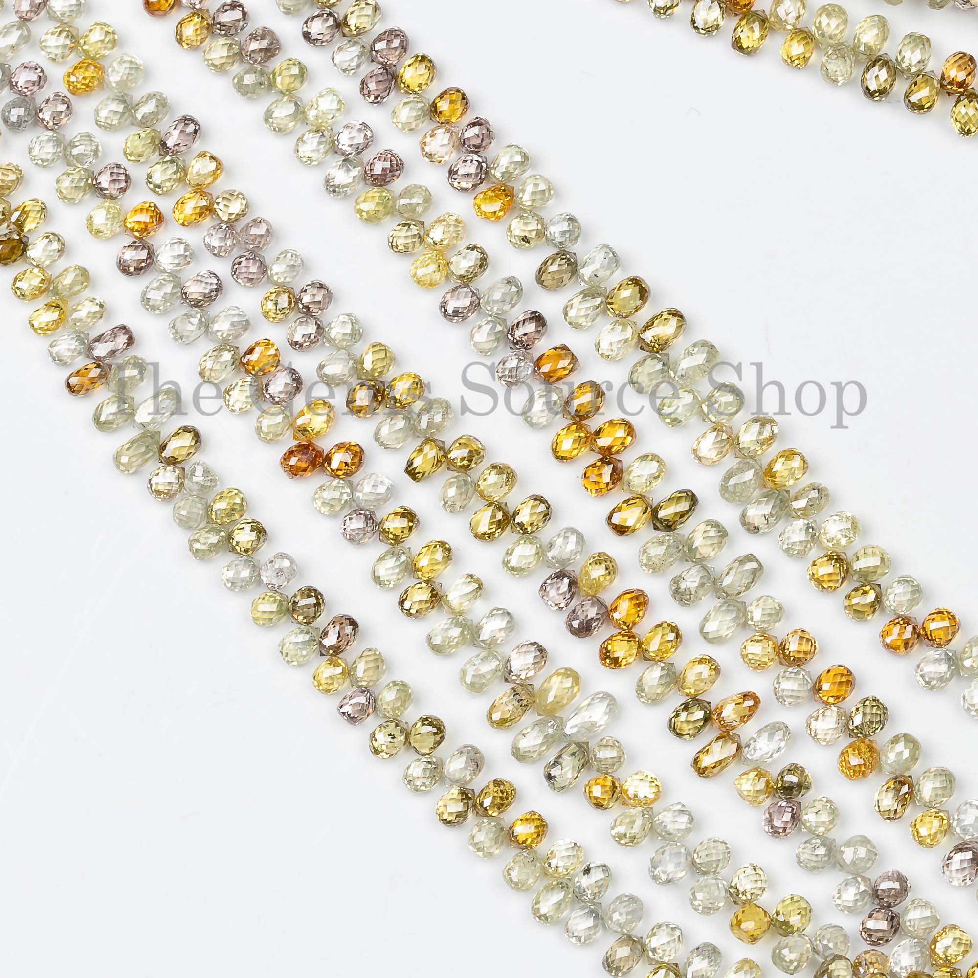 April Birthstone Multi Color Diamond Faceted Drop Shape Beads Strand 2x2.5-2.5x3mm-14"