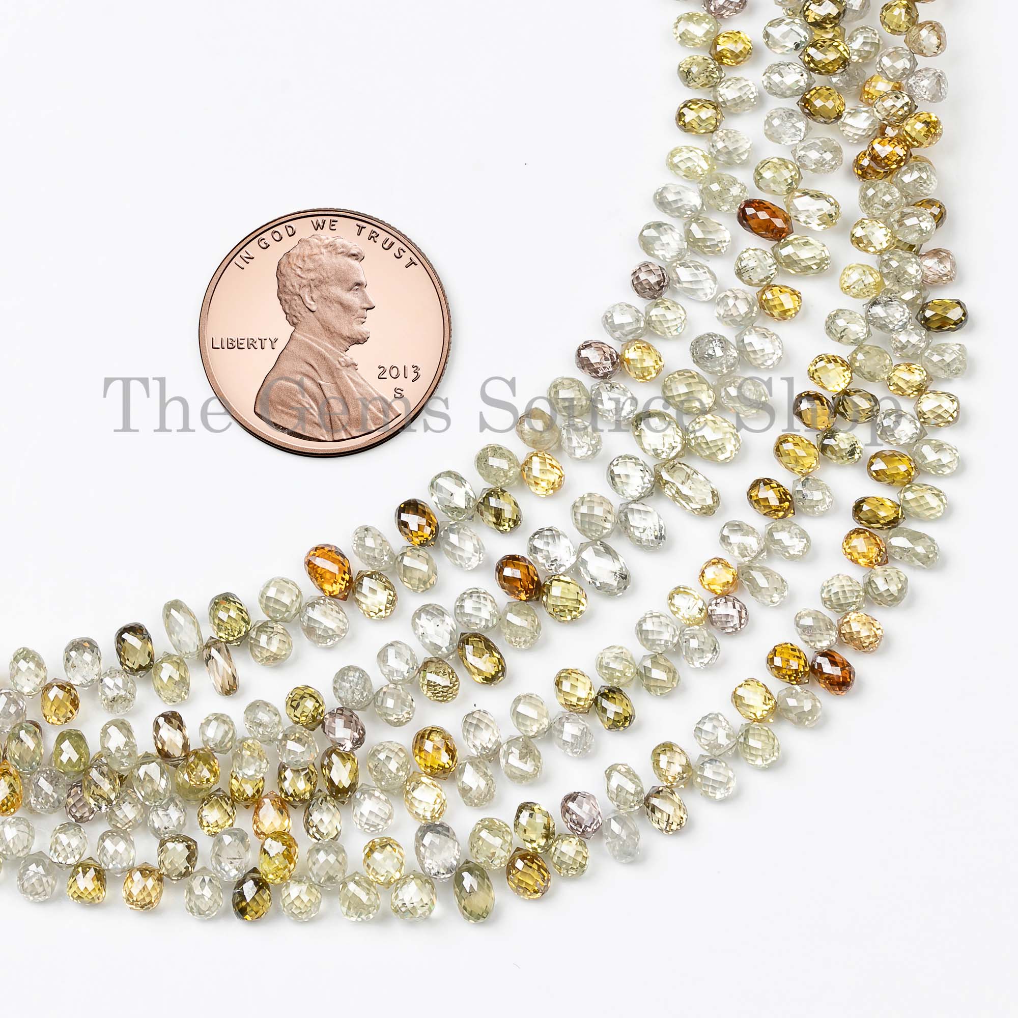 April Birthstone Multi Color Diamond Faceted Drop Shape Beads Strand 2x2.5-2.5x3mm-14"