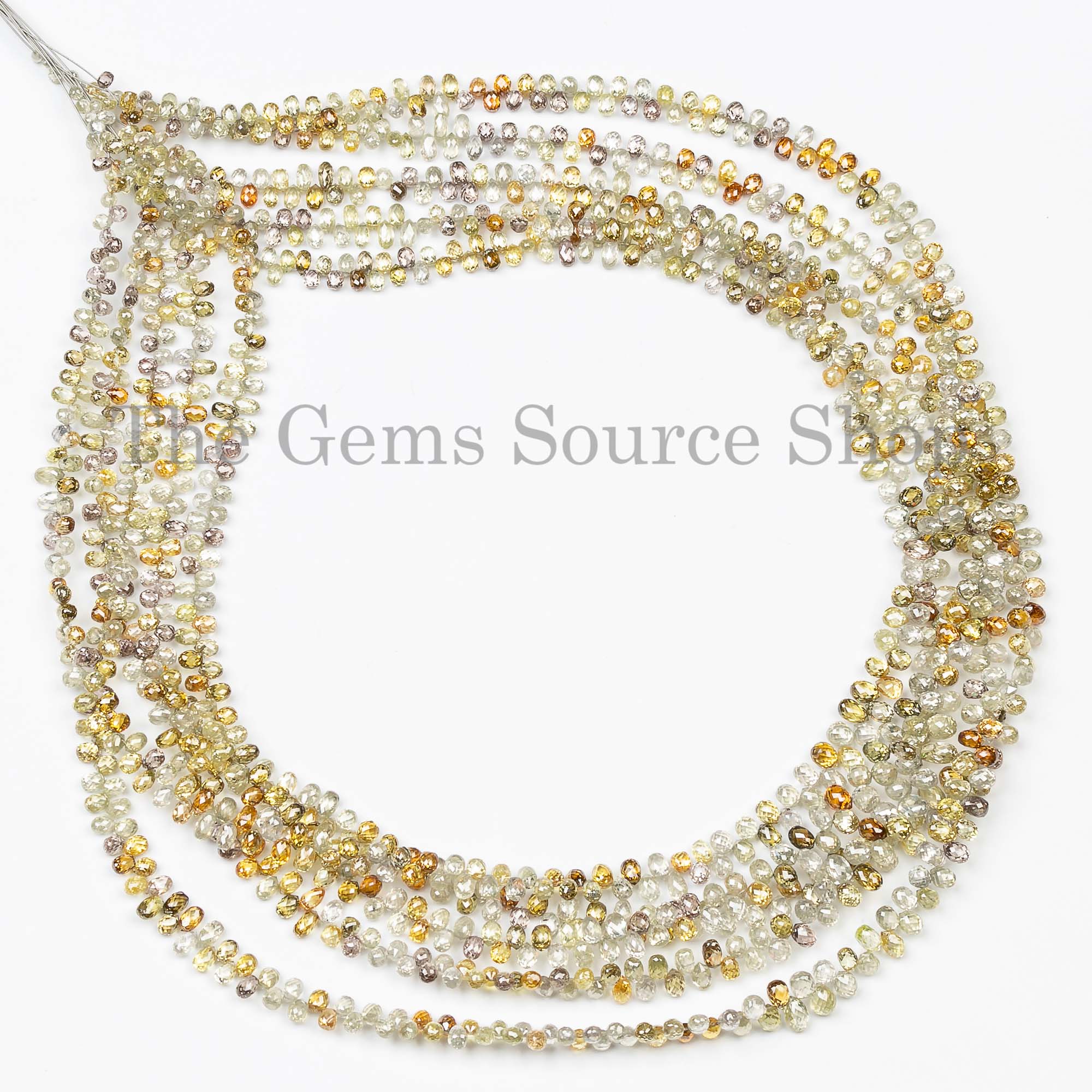 April Birthstone Multi Color Diamond Faceted Drop Shape Beads Strand 2x2.5-2.5x3mm-14"