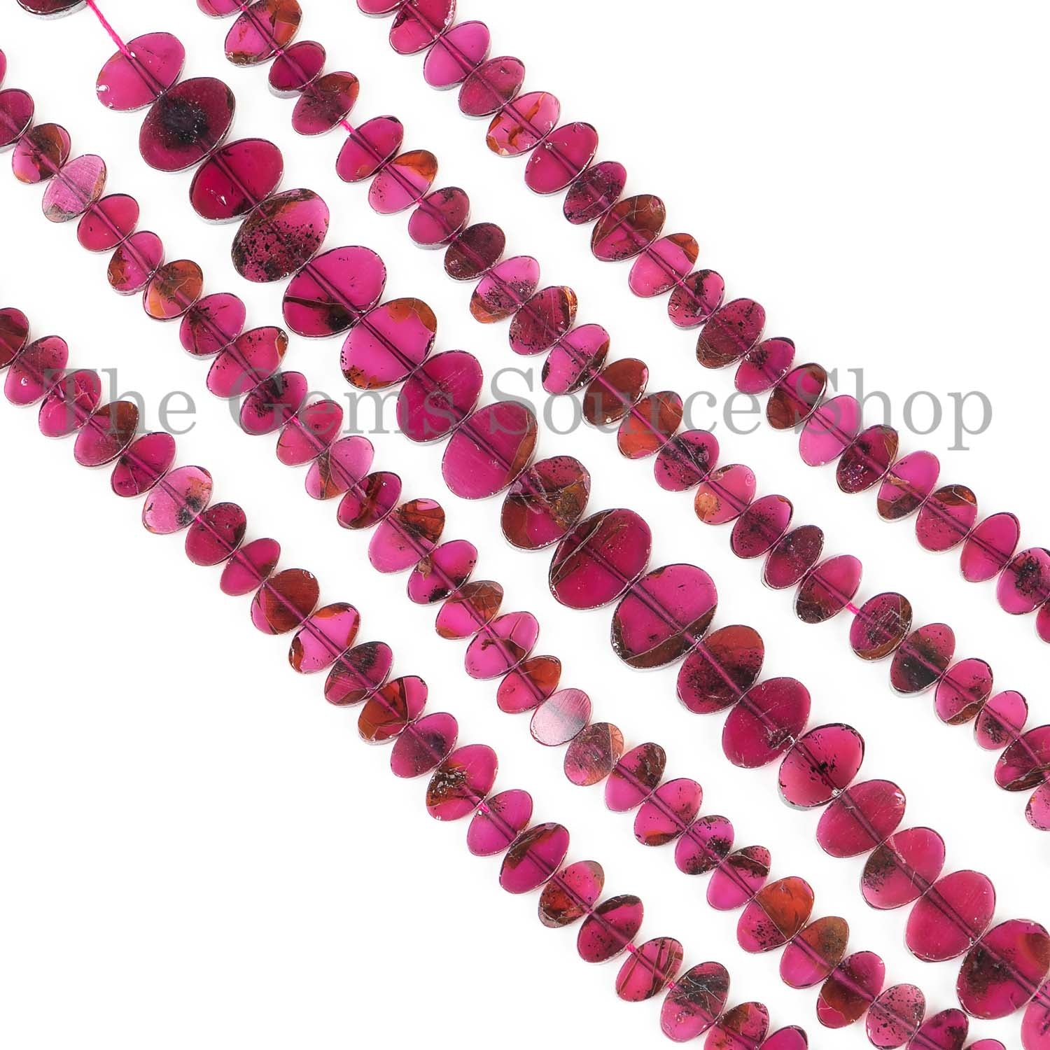 13"-3.5x7-4x7.5mm Genuine Garnet Smooth Flat Oval Shape Gemstone Beads Strand in BULK