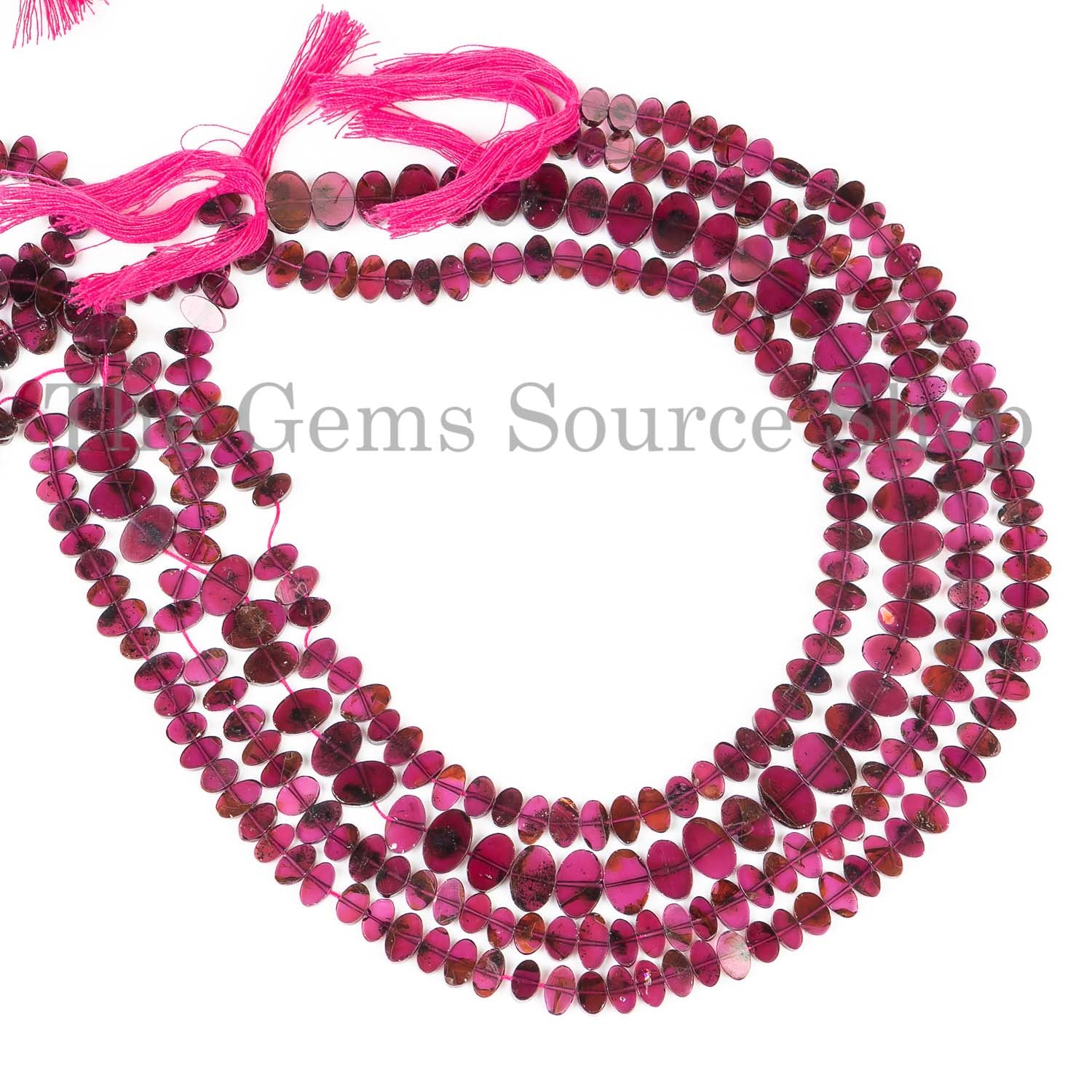 13"-3.5x7-4x7.5mm Genuine Garnet Smooth Flat Oval Shape Gemstone Beads Strand in BULK