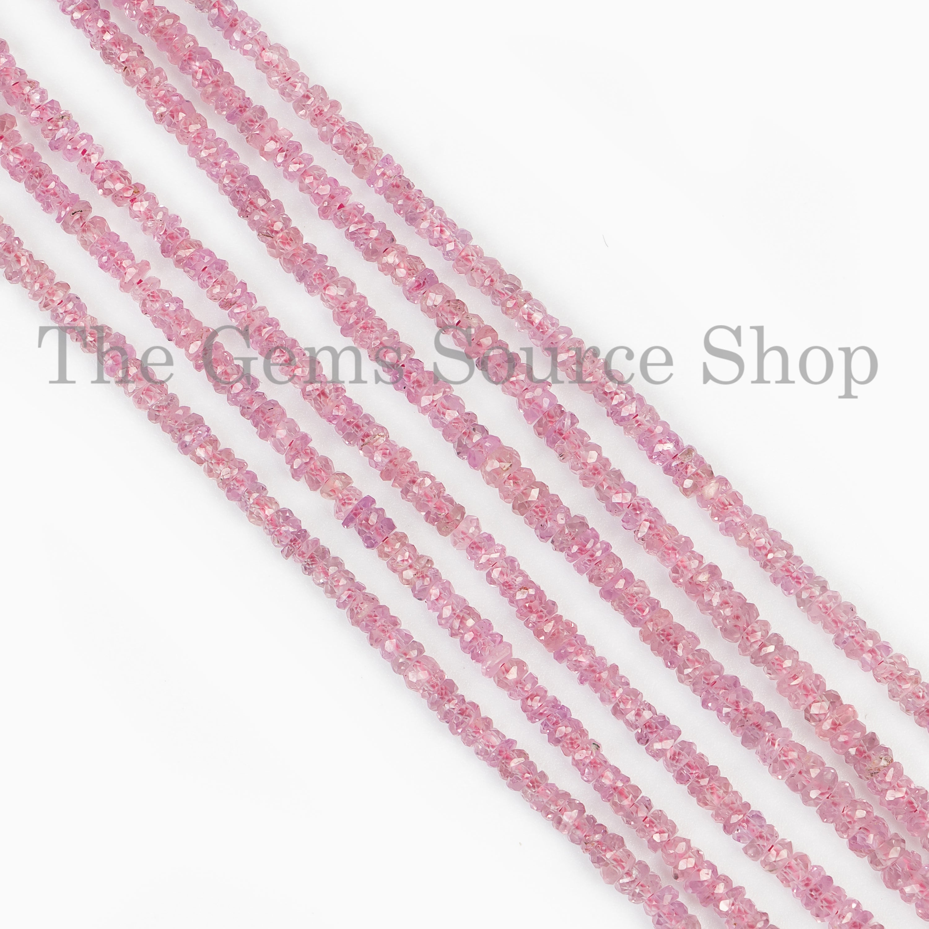 2.5-4mm-17" Pink Sapphire Faceted Rondelle Wholesale Gemstone Beads Strand