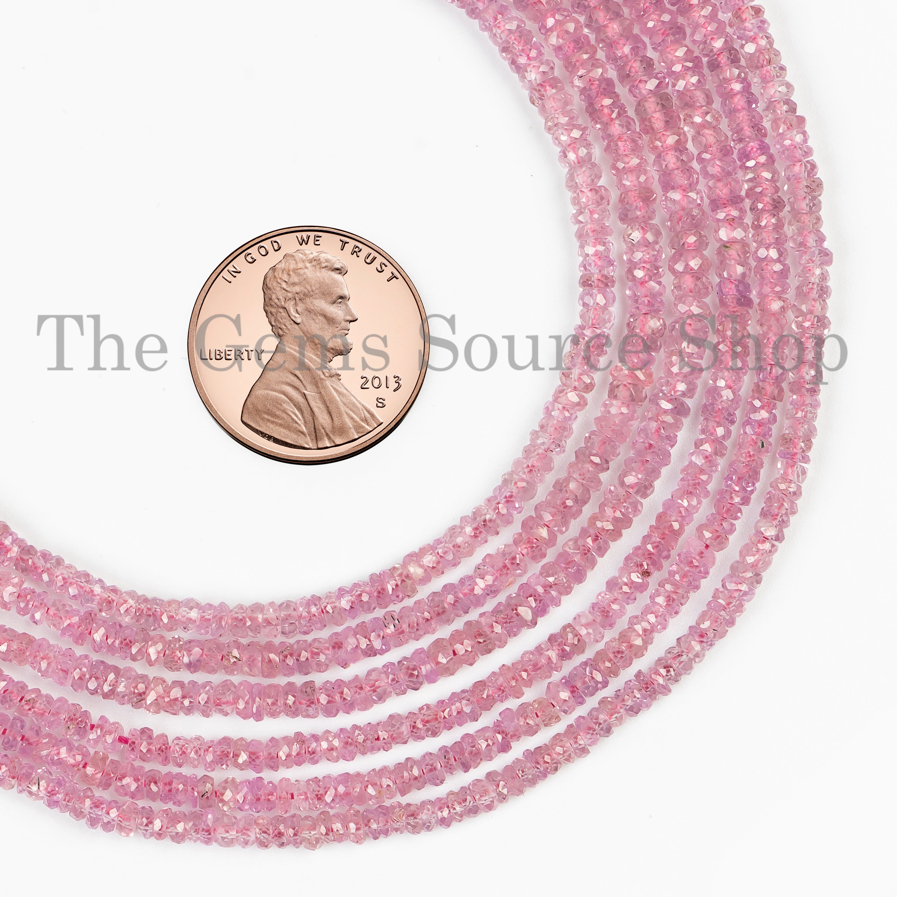 2.5-4mm-17" Pink Sapphire Faceted Rondelle Wholesale Gemstone Beads Strand