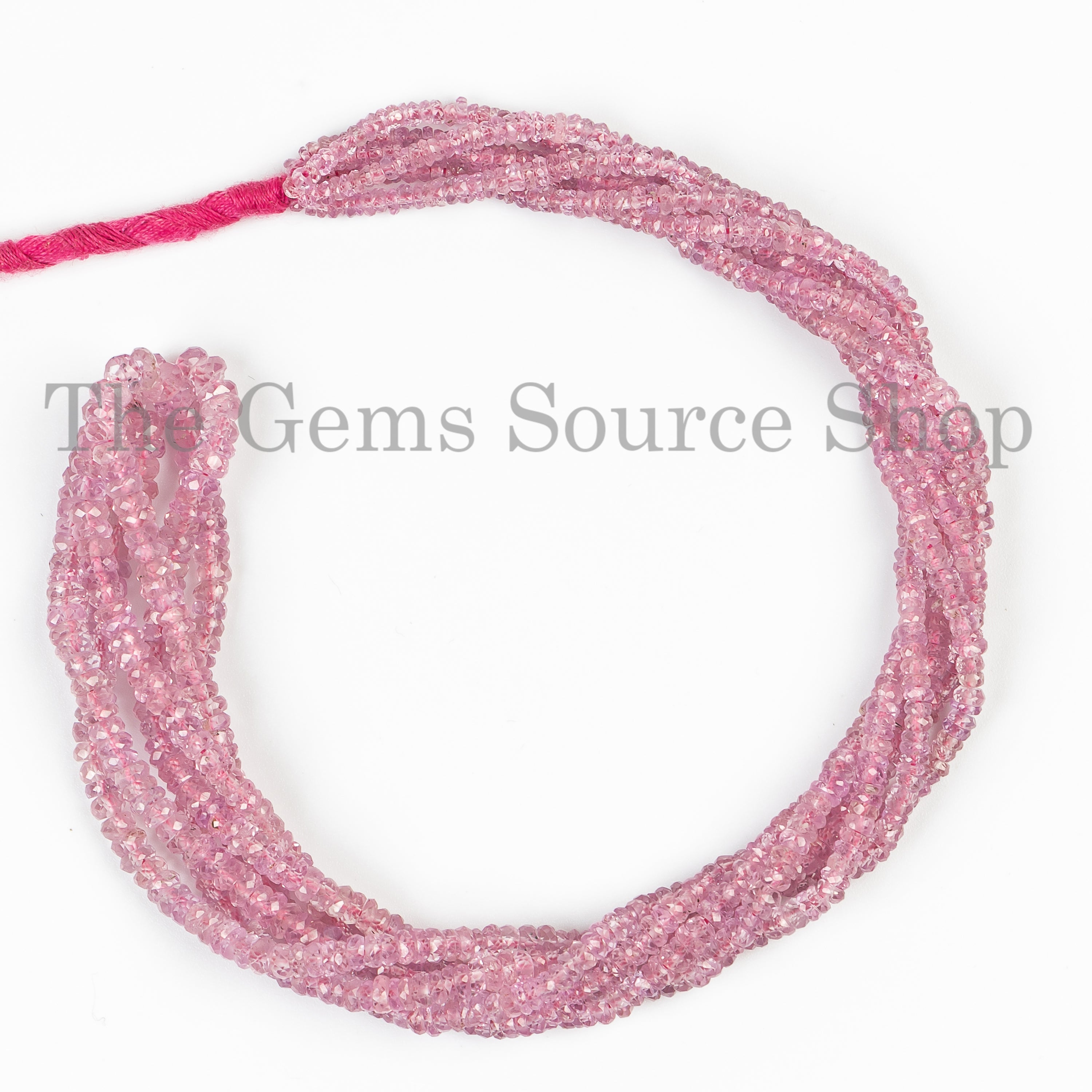 2.5-4mm-17" Pink Sapphire Faceted Rondelle Wholesale Gemstone Beads Strand