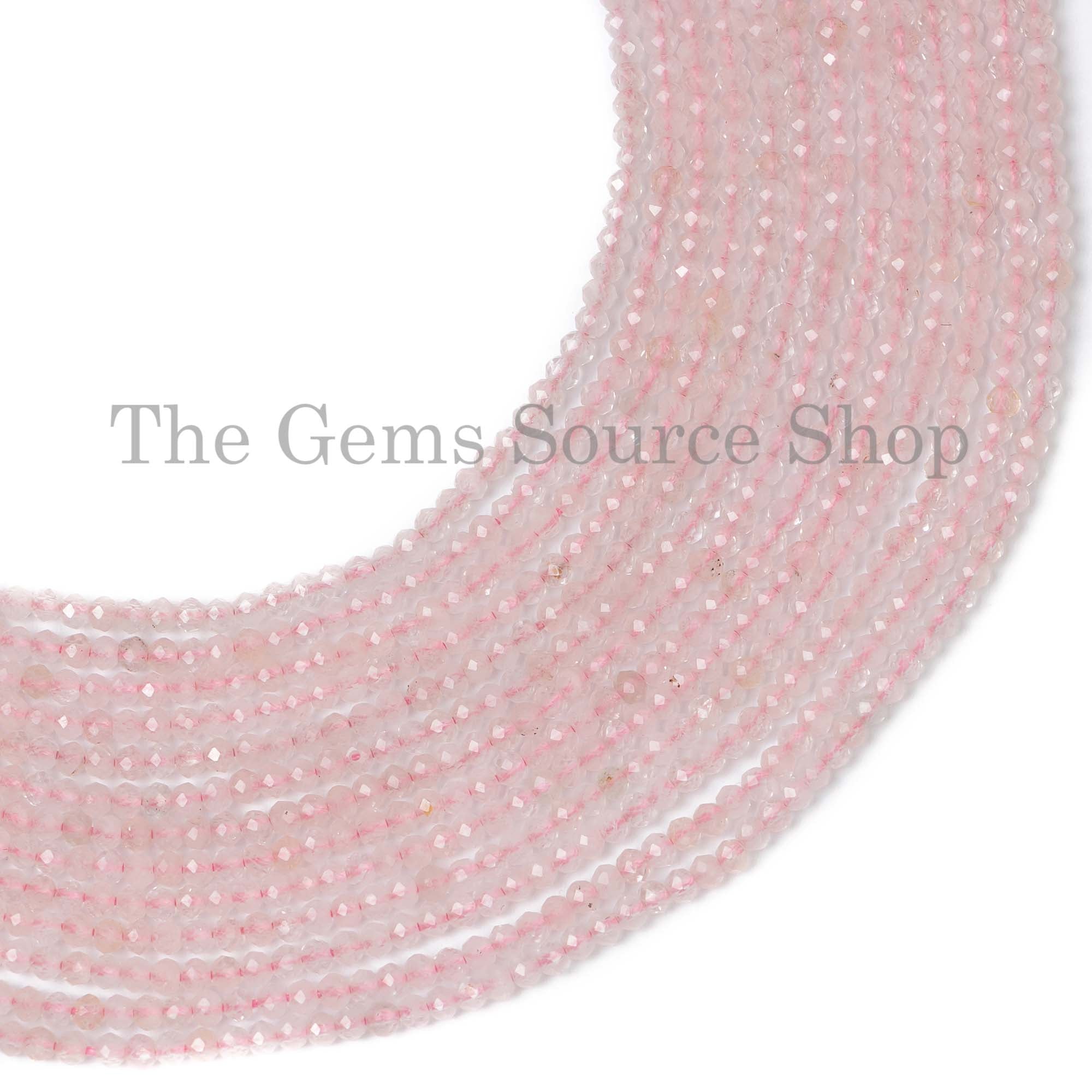 Rondelle Shape Faceted Natural Morganite Center Drilled 2.25mm Gemstone Beads 13" Strand