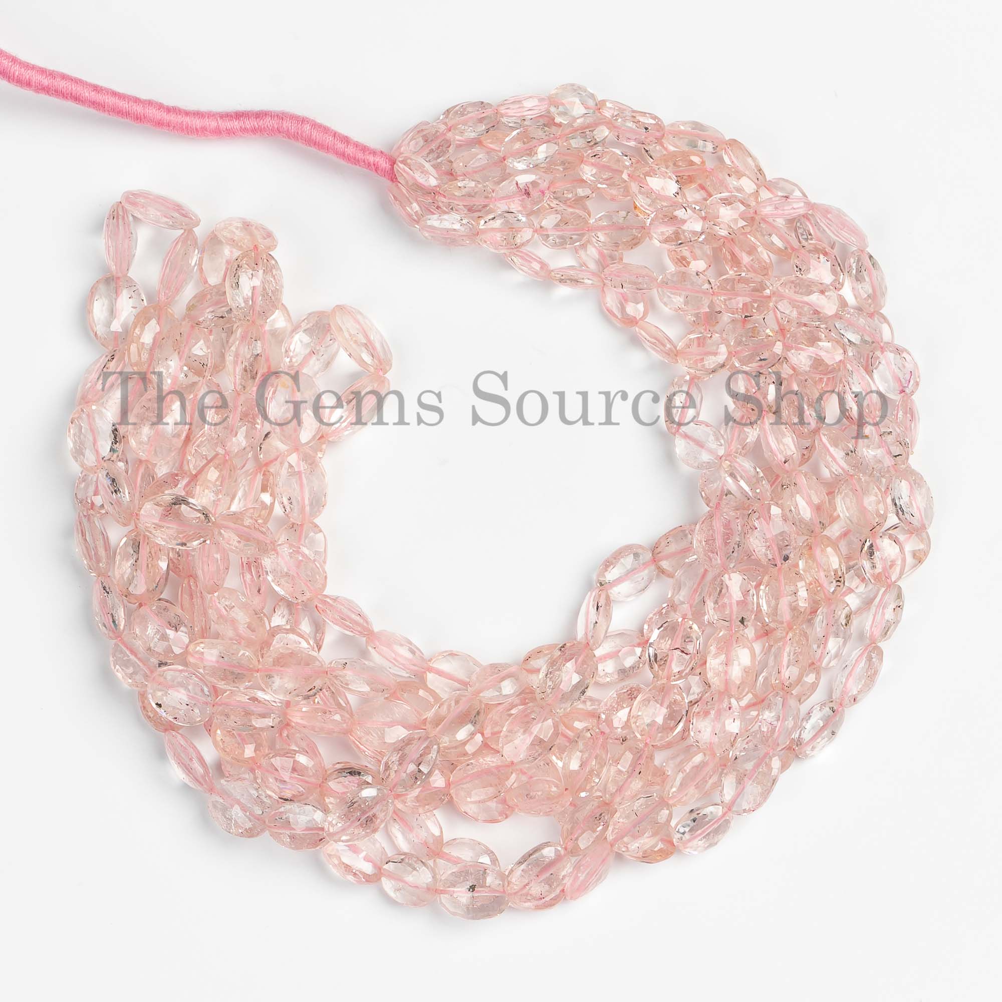 Genuine Morganite Faceted Oval Shape 5x6-7x9mm Gemstone Craft Beads 18" Strand