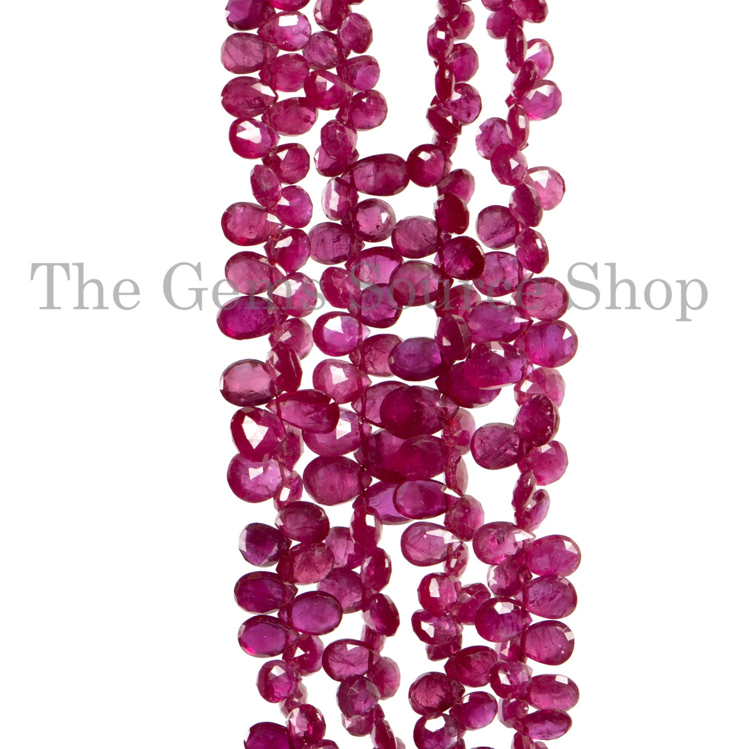 Genuine Ruby Faceted Pear Shape Beads Strand