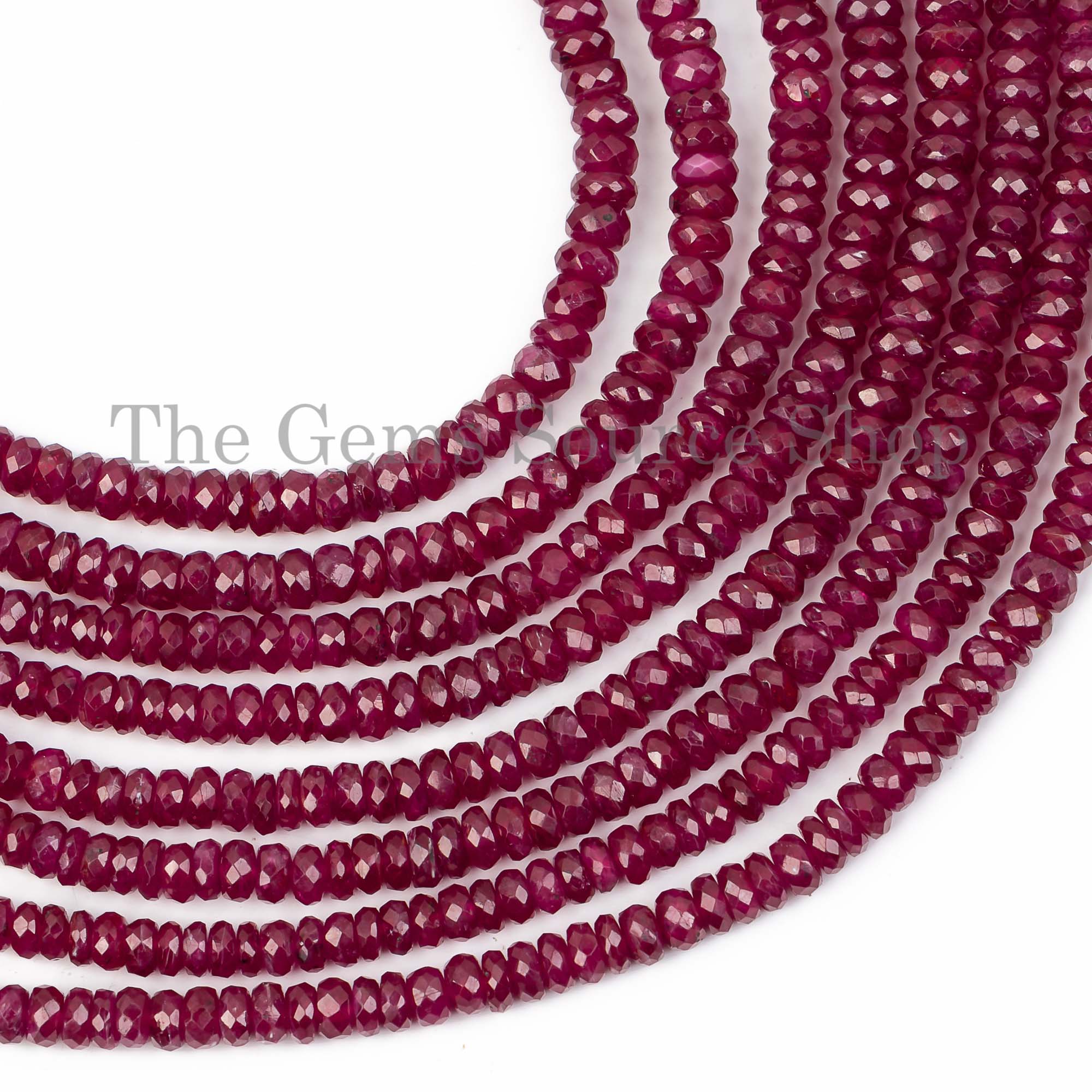 Rondelle Shape Faceted Natural Ruby Center Drilled 3.5-5.5mm Gemstone Beads 16" Strand