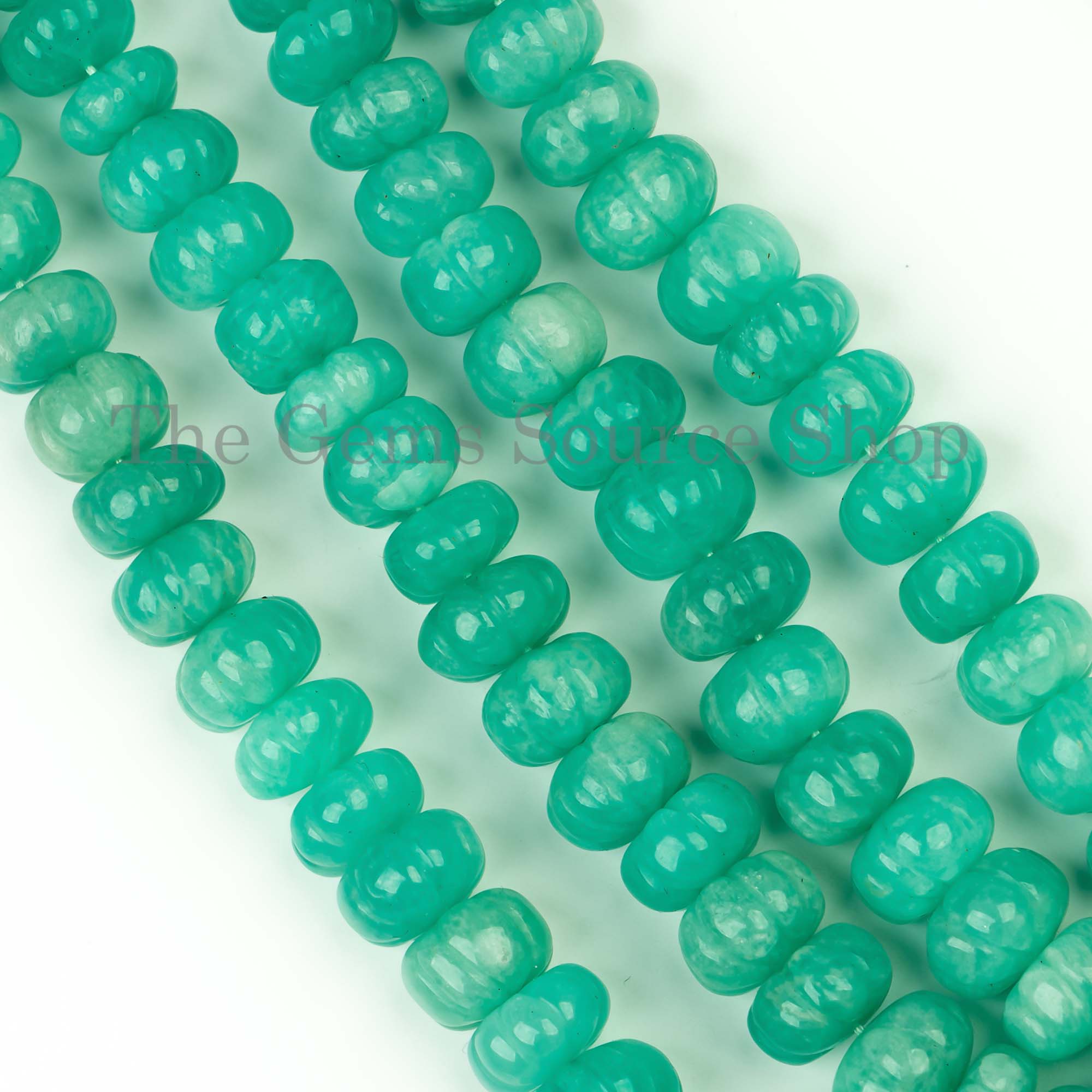 Gemini Zodiac Stone Chrysoprase Carved Pumpkin Shape Rondelle Beads Strand 8.5-12mm-17"