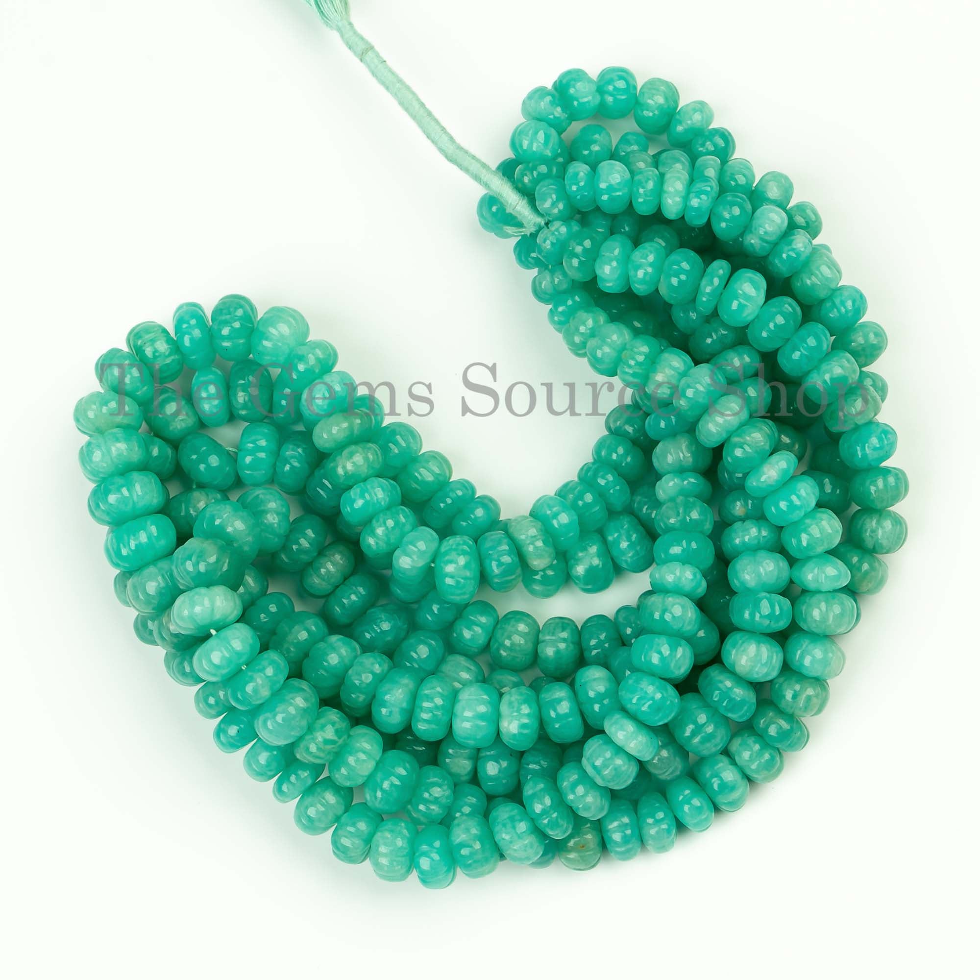 Gemini Zodiac Stone Chrysoprase Carved Pumpkin Shape Rondelle Beads Strand 8.5-12mm-17"