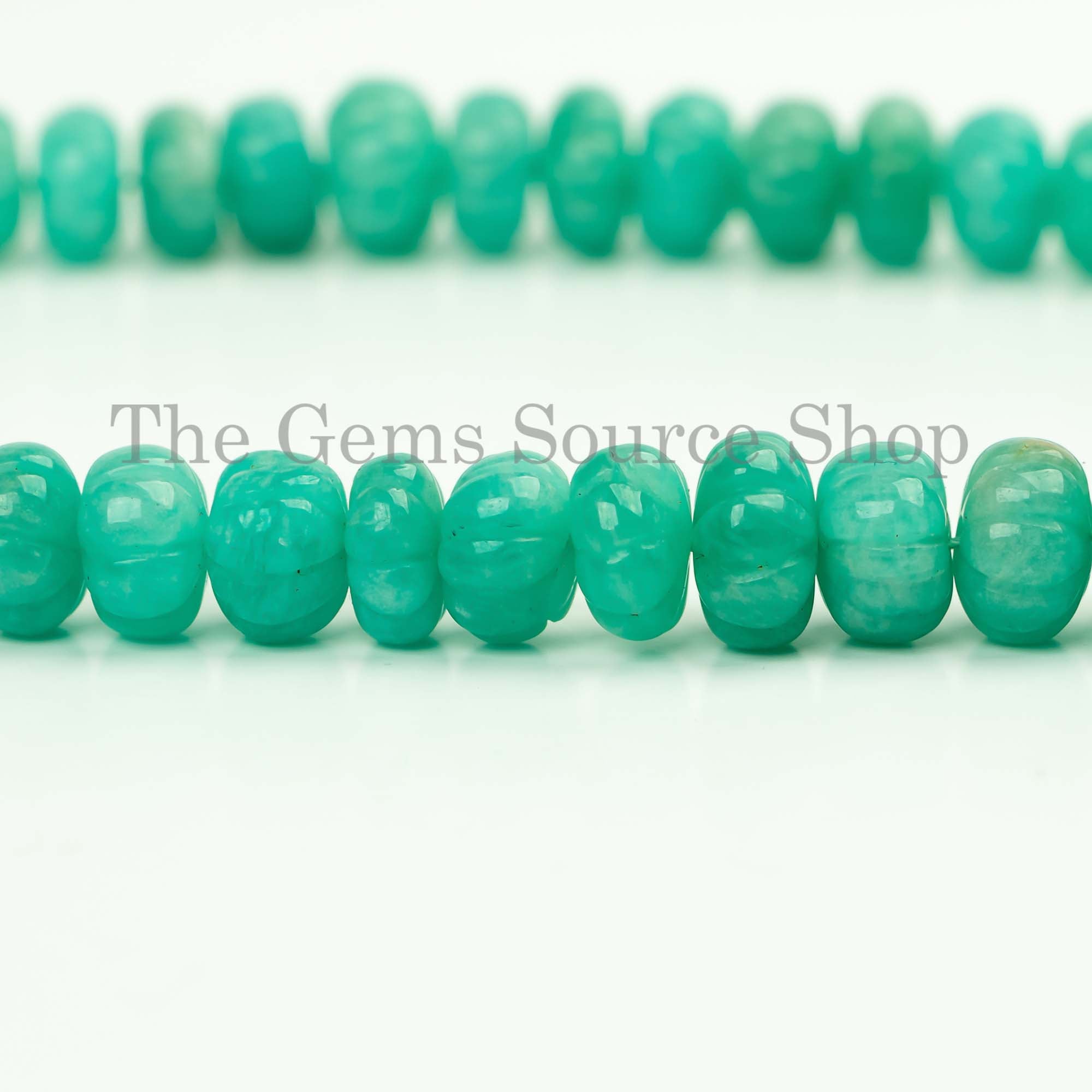 Gemini Zodiac Stone Chrysoprase Carved Pumpkin Shape Rondelle Beads Strand 8.5-12mm-17"