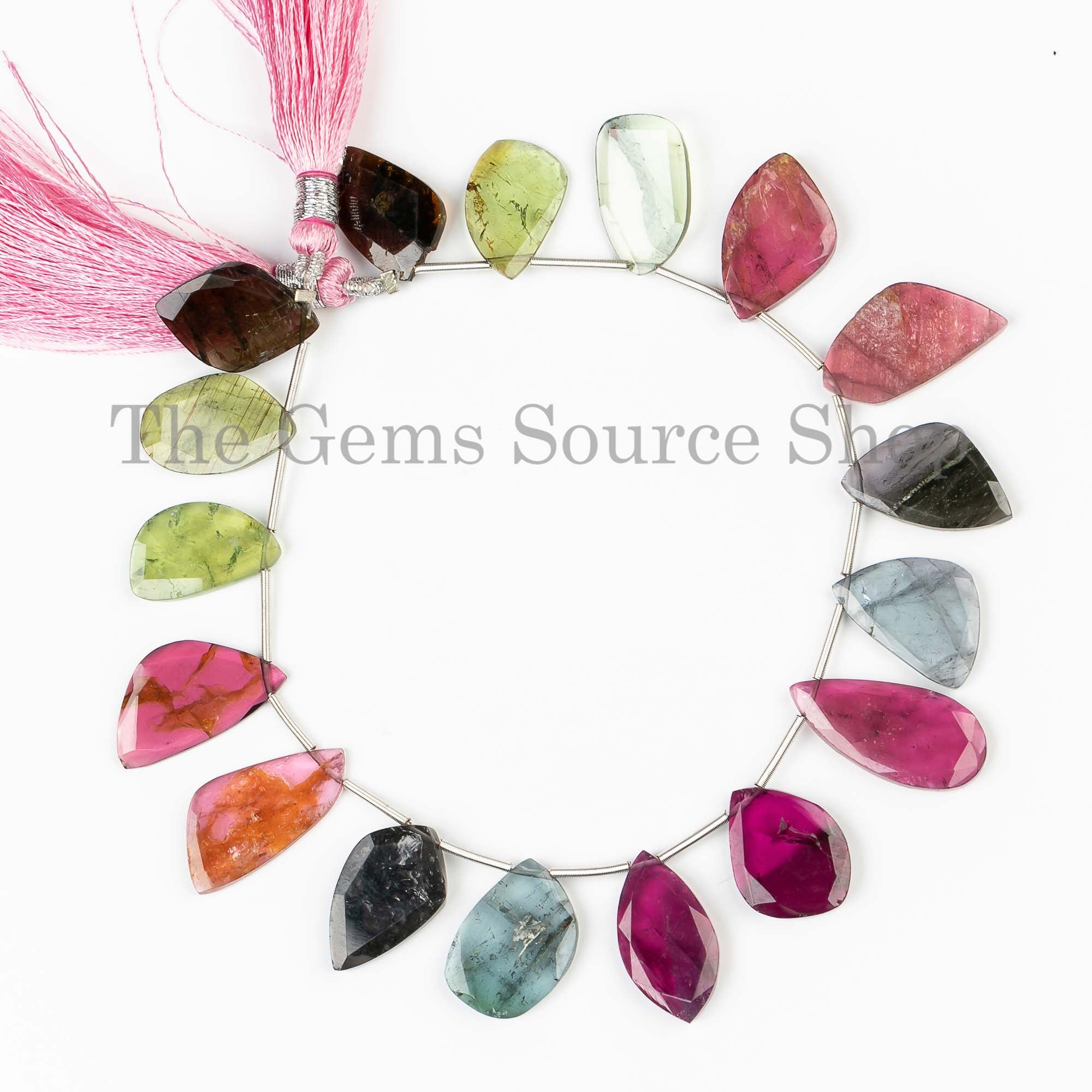 October Birthstone Multi Tourmaline Table Cut Nugget Beads Strand 10x15-11x21mm-8"