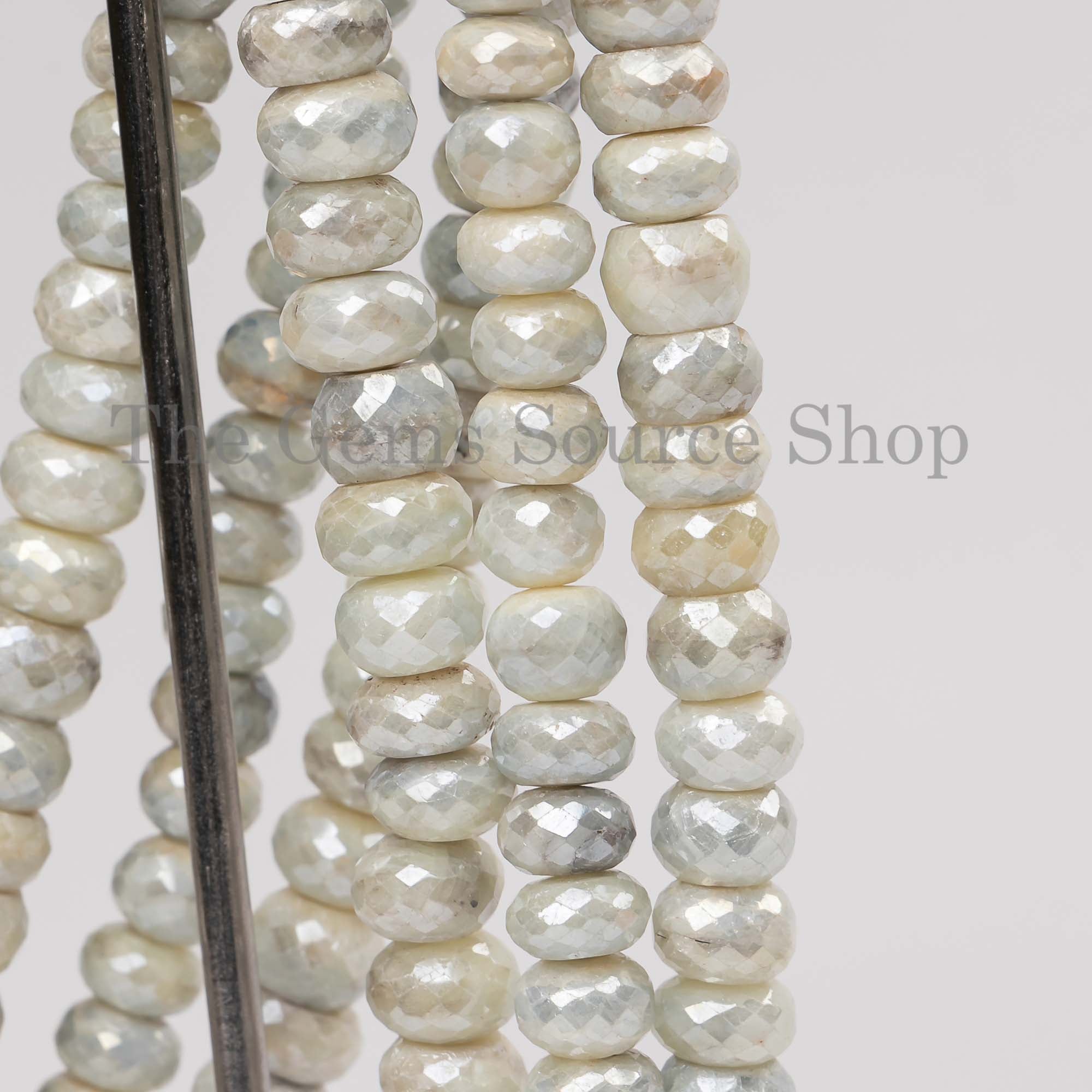 September Birthstone Silverite Coated Sapphire Faceted Rondelle Beads Strand 7-12mm-14"