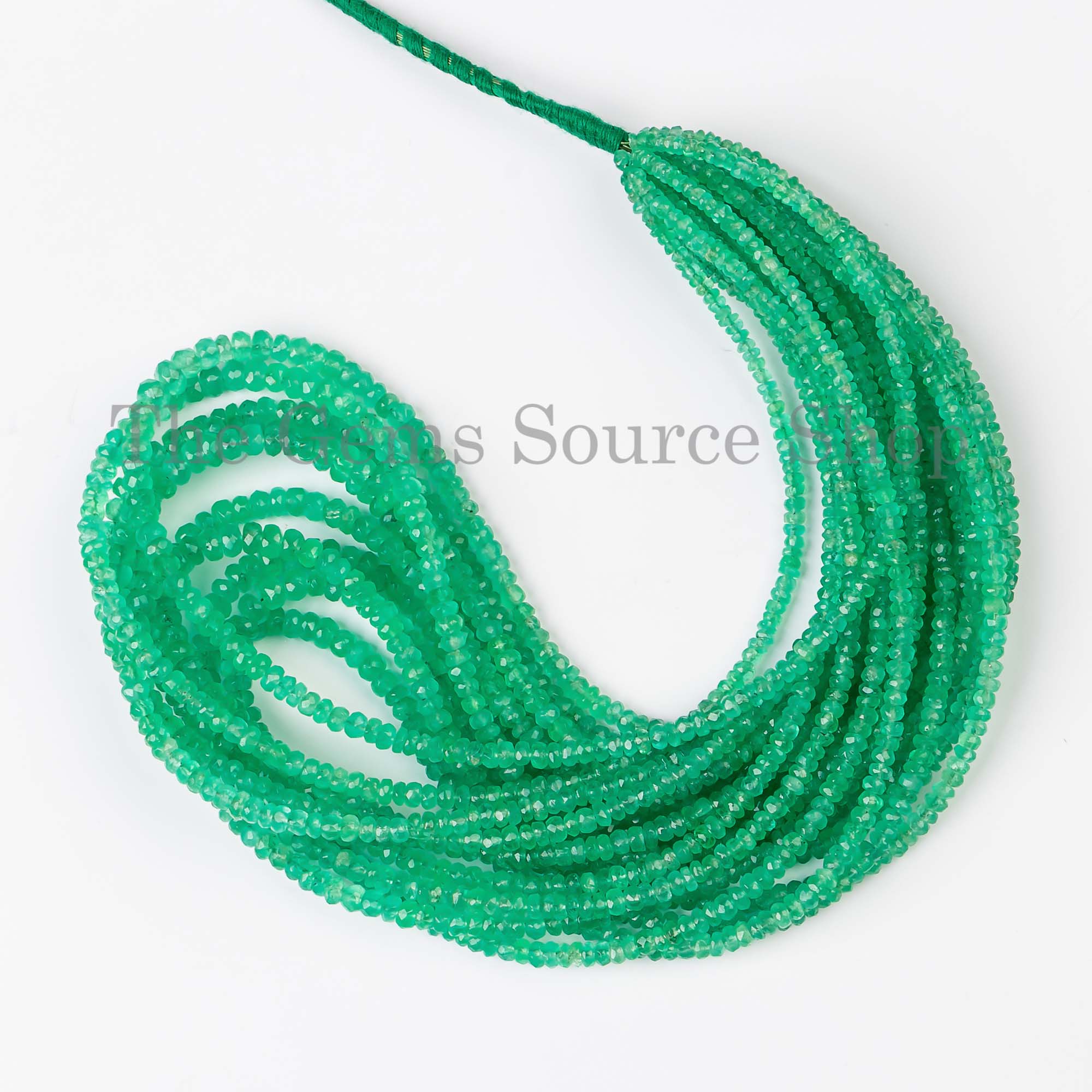 Emerald Faceted Rondelle Shape Gemstone Craft Beads Strand for Jewelry 2-4mm-16"