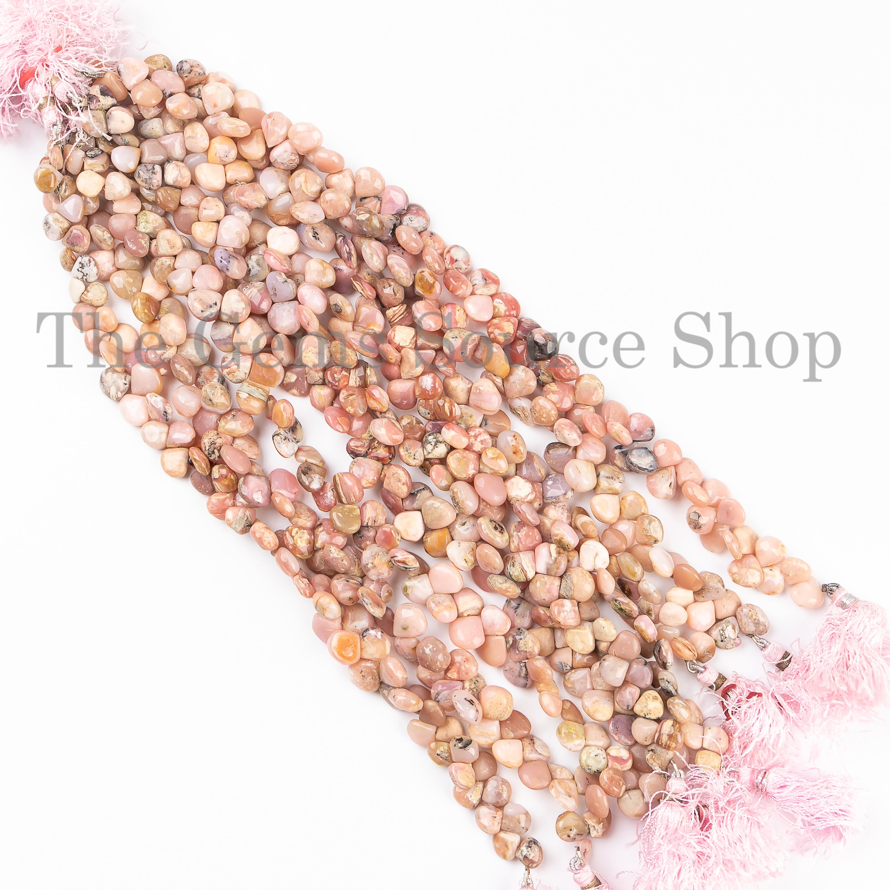 7-11mm-9" Pink Opal Smooth Heart Shape Gemstone Craft Beads Strand for Jewelry