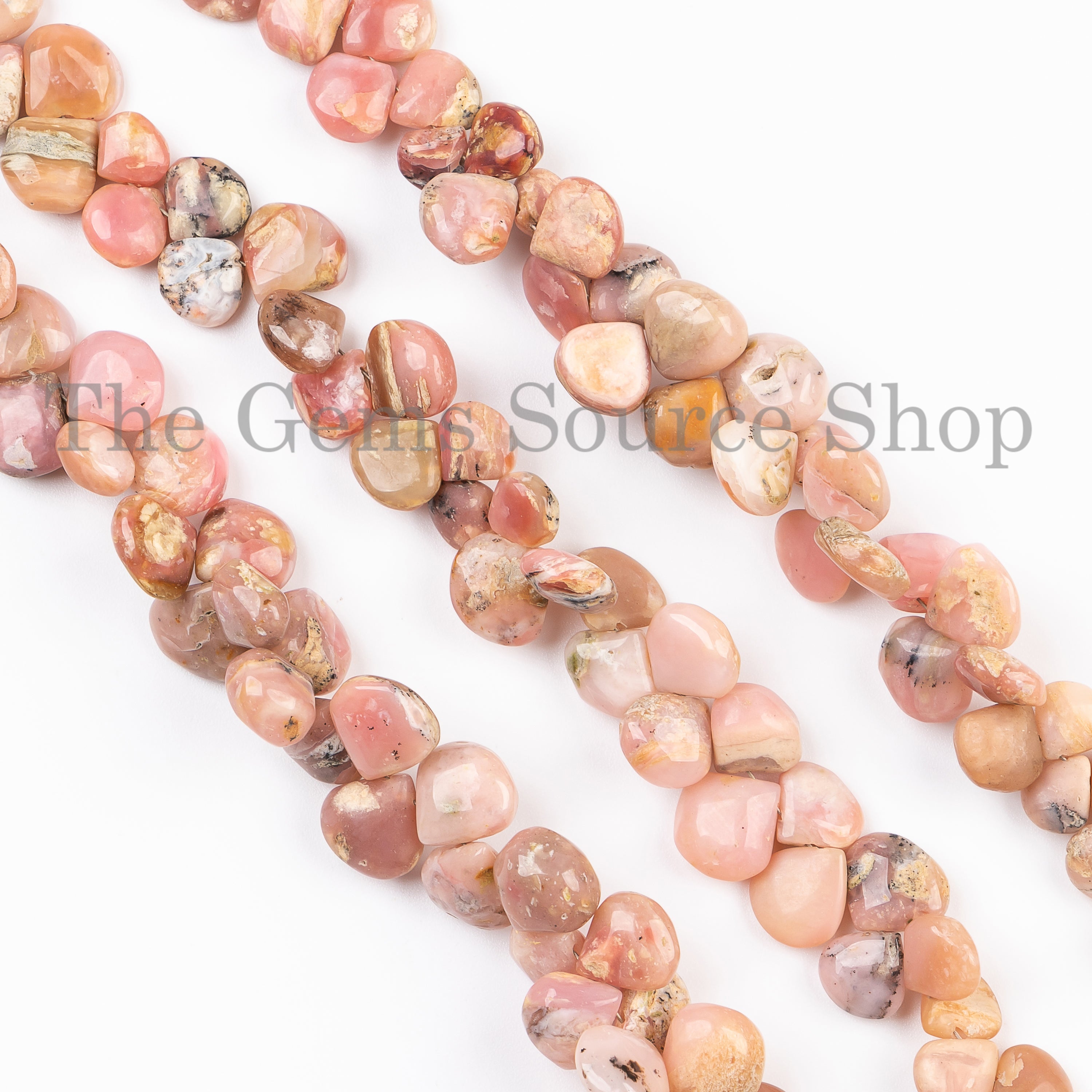 7-11mm-9" Pink Opal Smooth Heart Shape Gemstone Craft Beads Strand for Jewelry