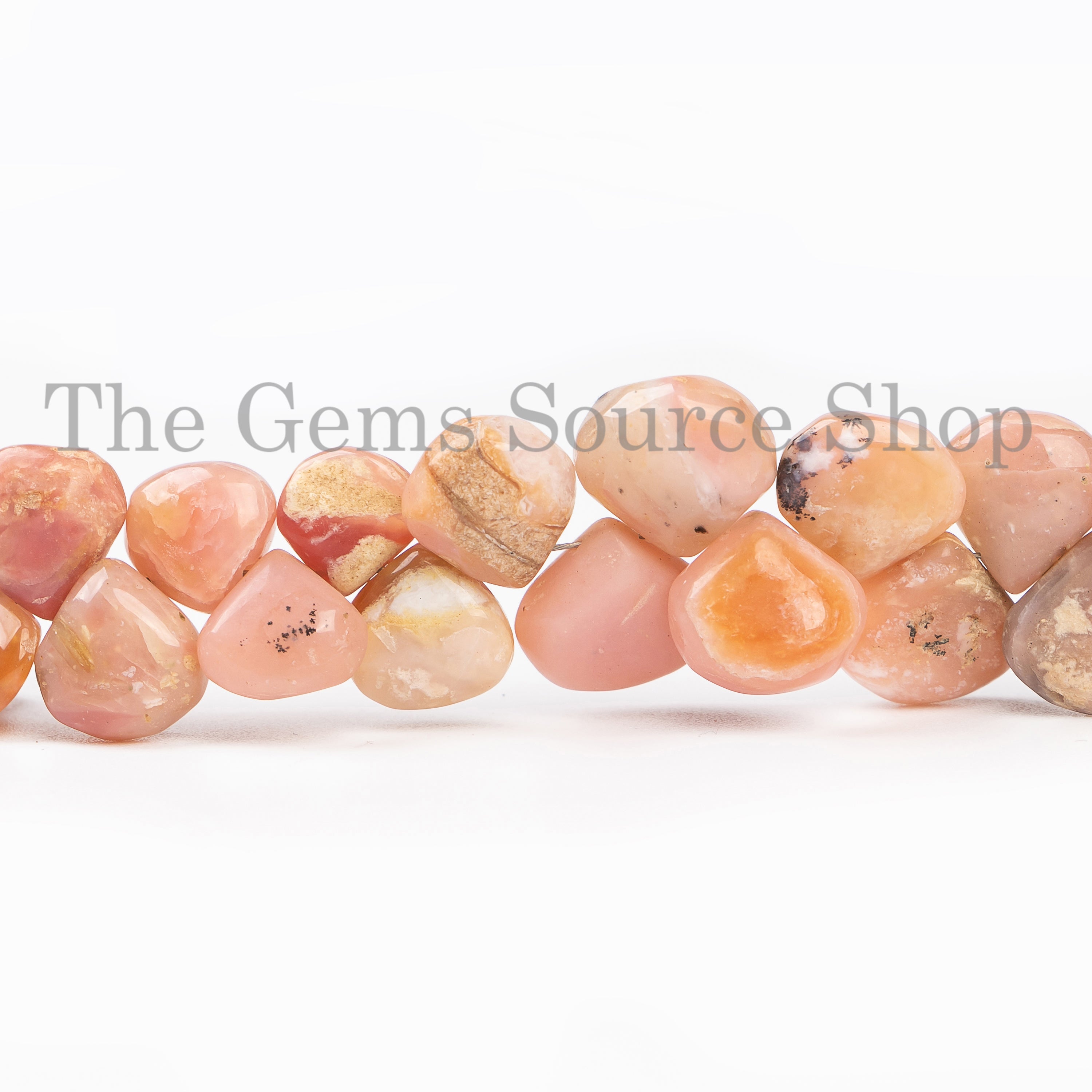 7-11mm-9" Pink Opal Smooth Heart Shape Gemstone Craft Beads Strand for Jewelry