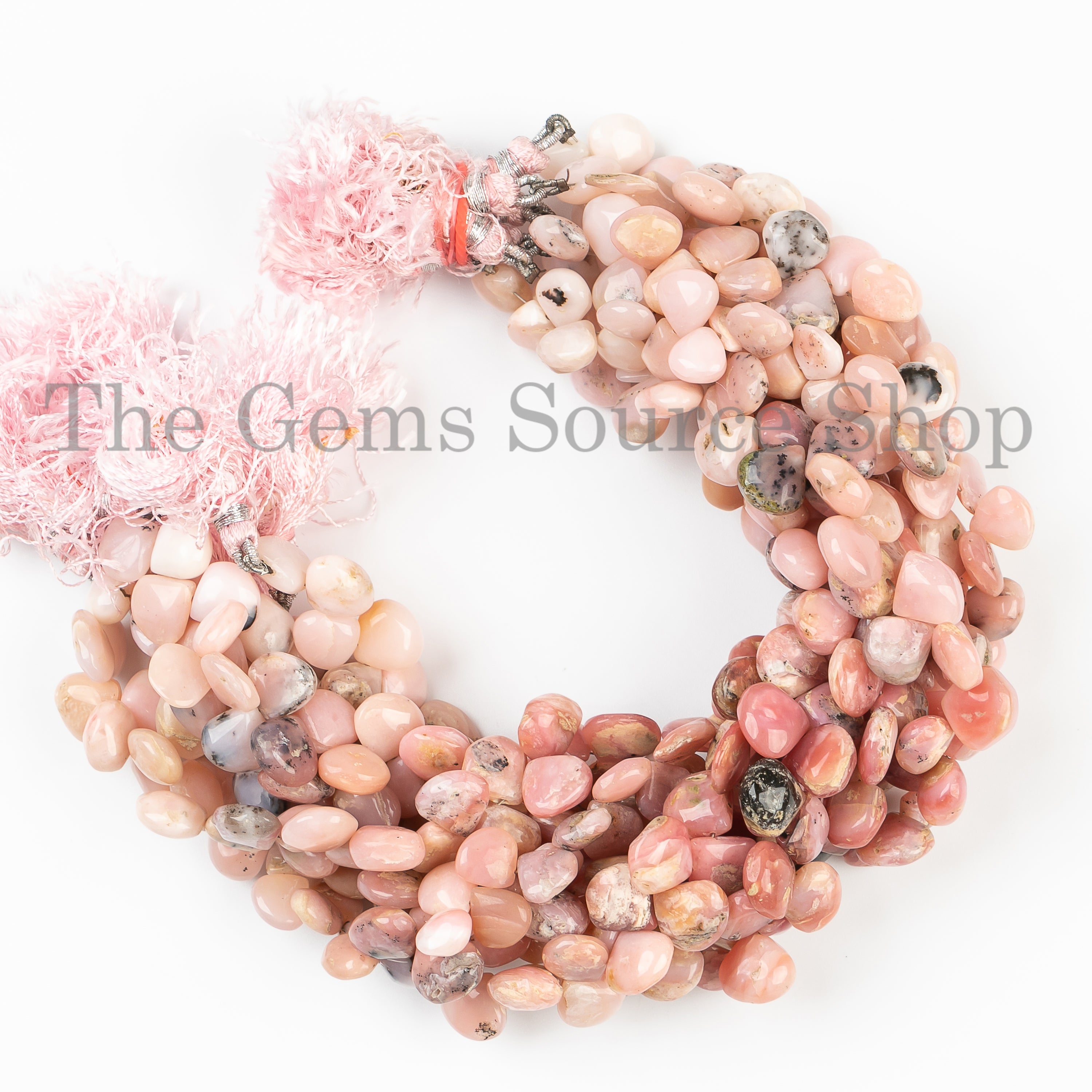 9-11m-10" Pink Opal Smooth Heart Shape Gemstone Craft Beads Strand for Jewelry