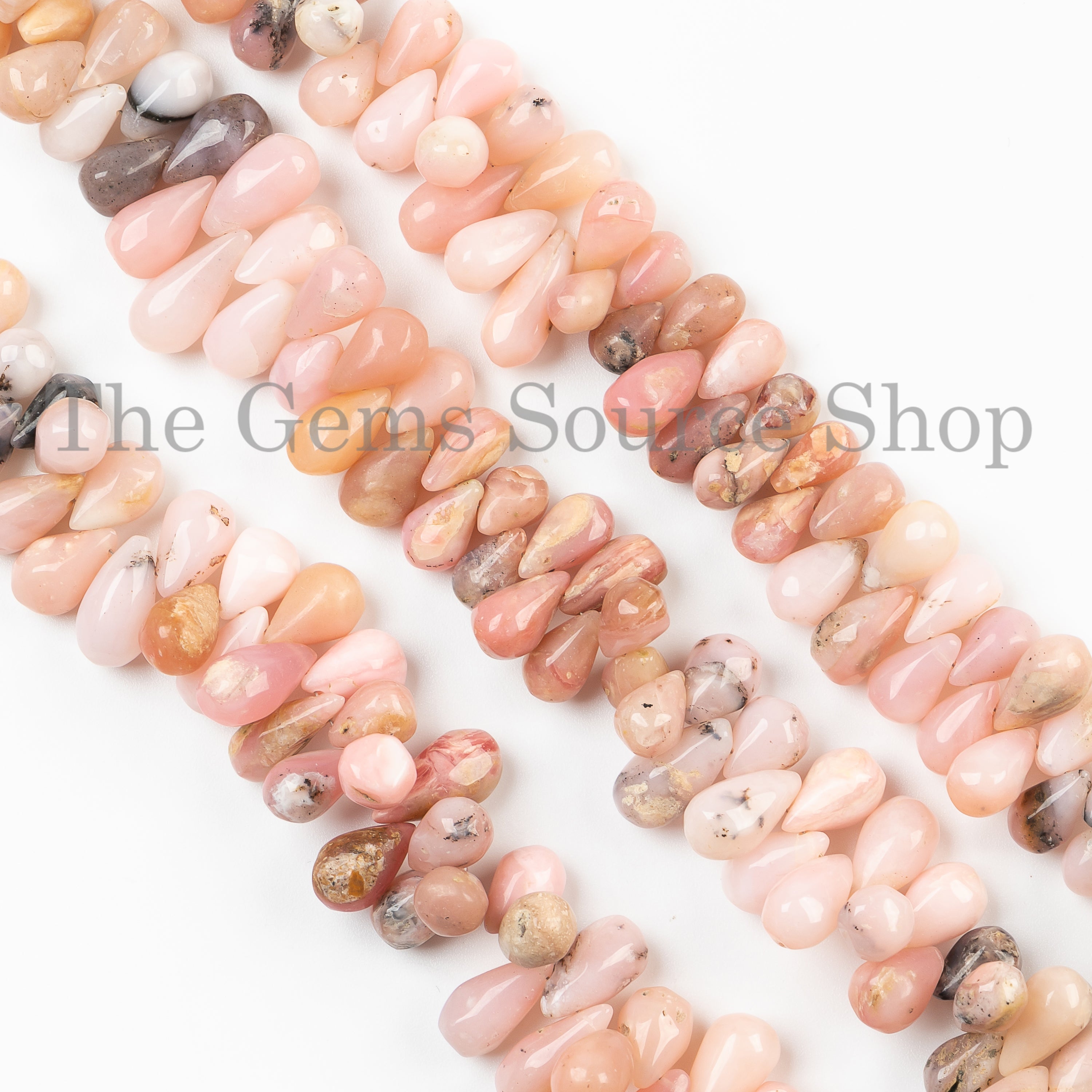 6.5x9.5-7x16mm-10" Pink Opal Smooth Drops Shape Gemstone Craft Beads Strand for Jewelry