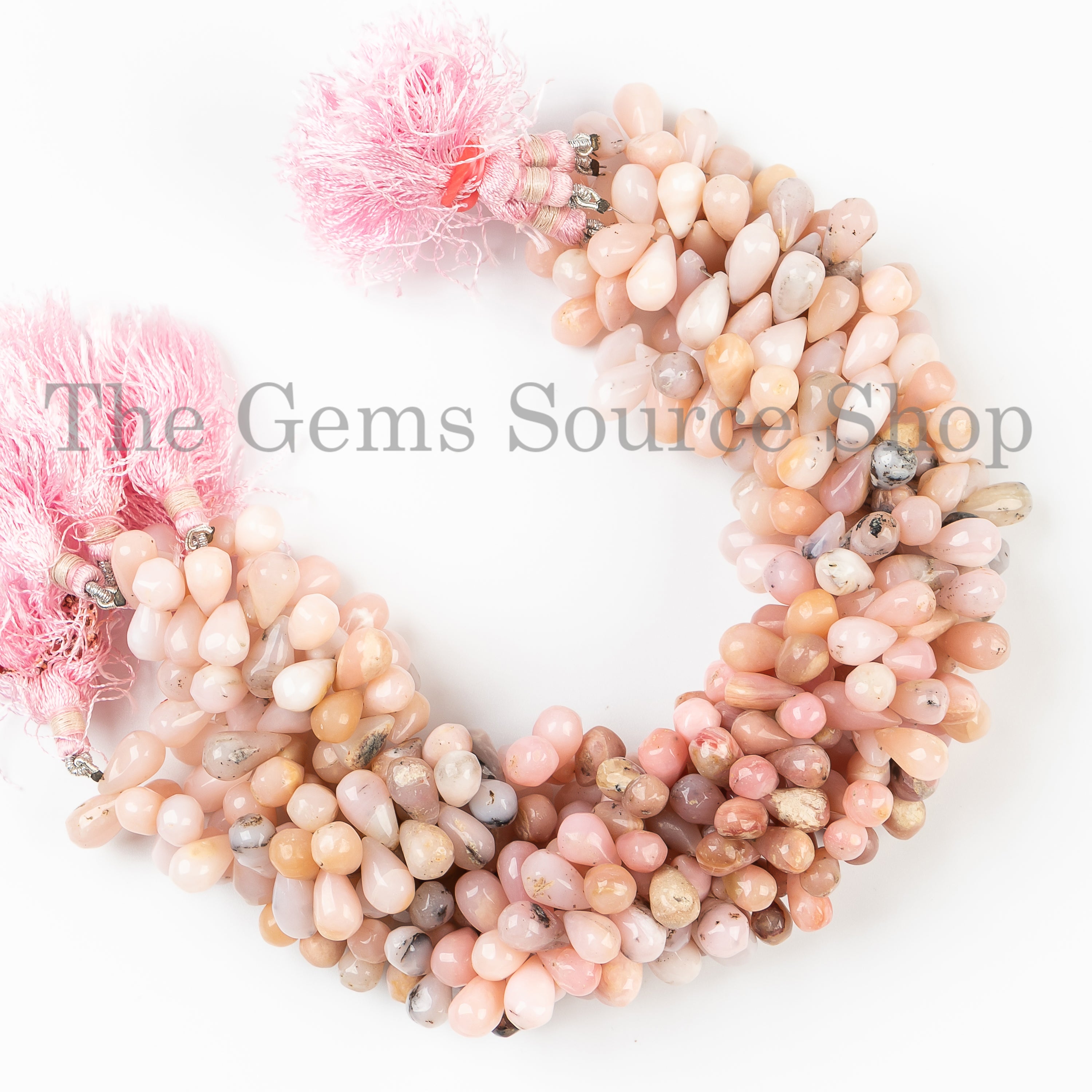 6.5x9.5-7x16mm-10" Pink Opal Smooth Drops Shape Gemstone Craft Beads Strand for Jewelry