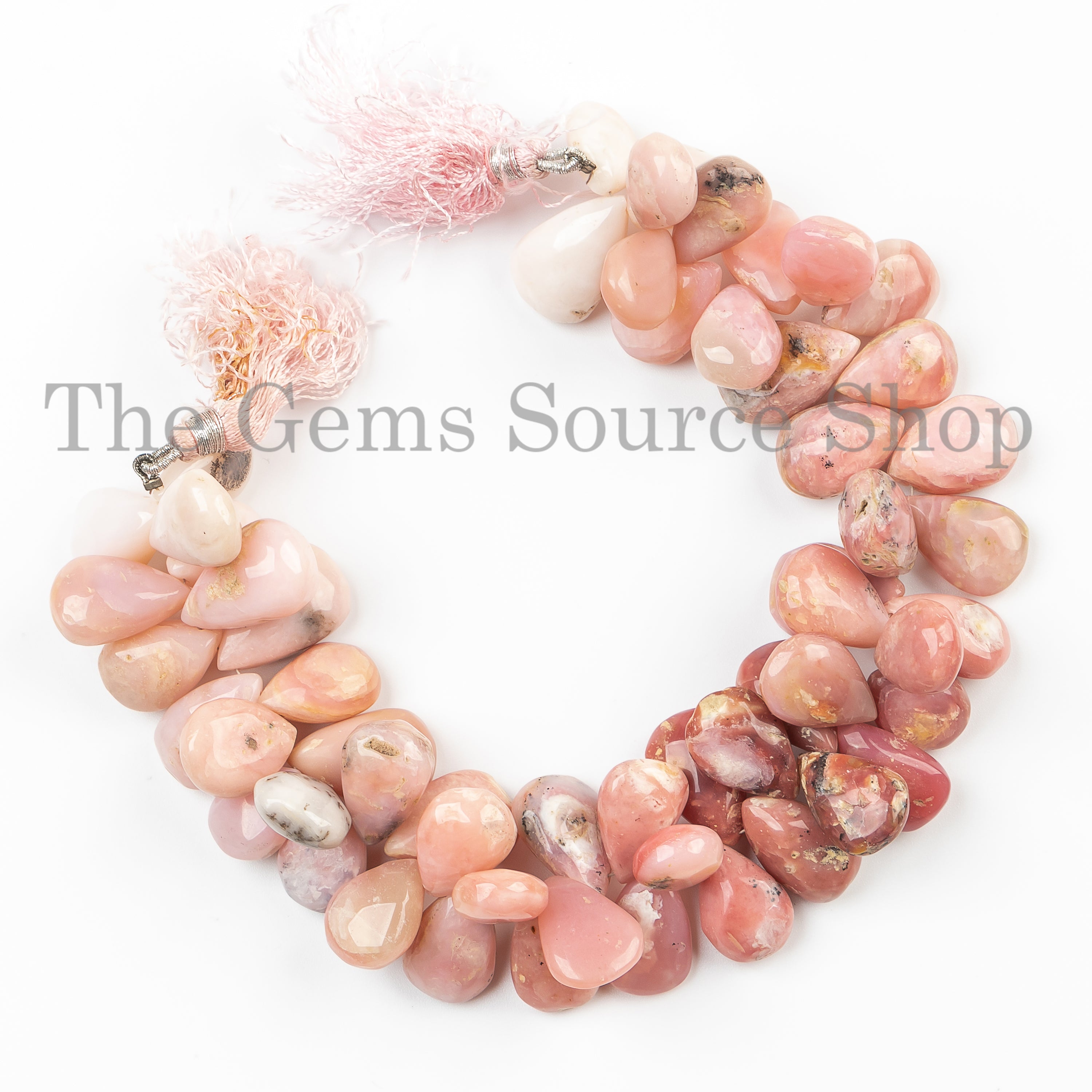 12x15-14.5x21mm-9" Pink Opal Smooth Pear Shape Gemstone Craft Beads Strand