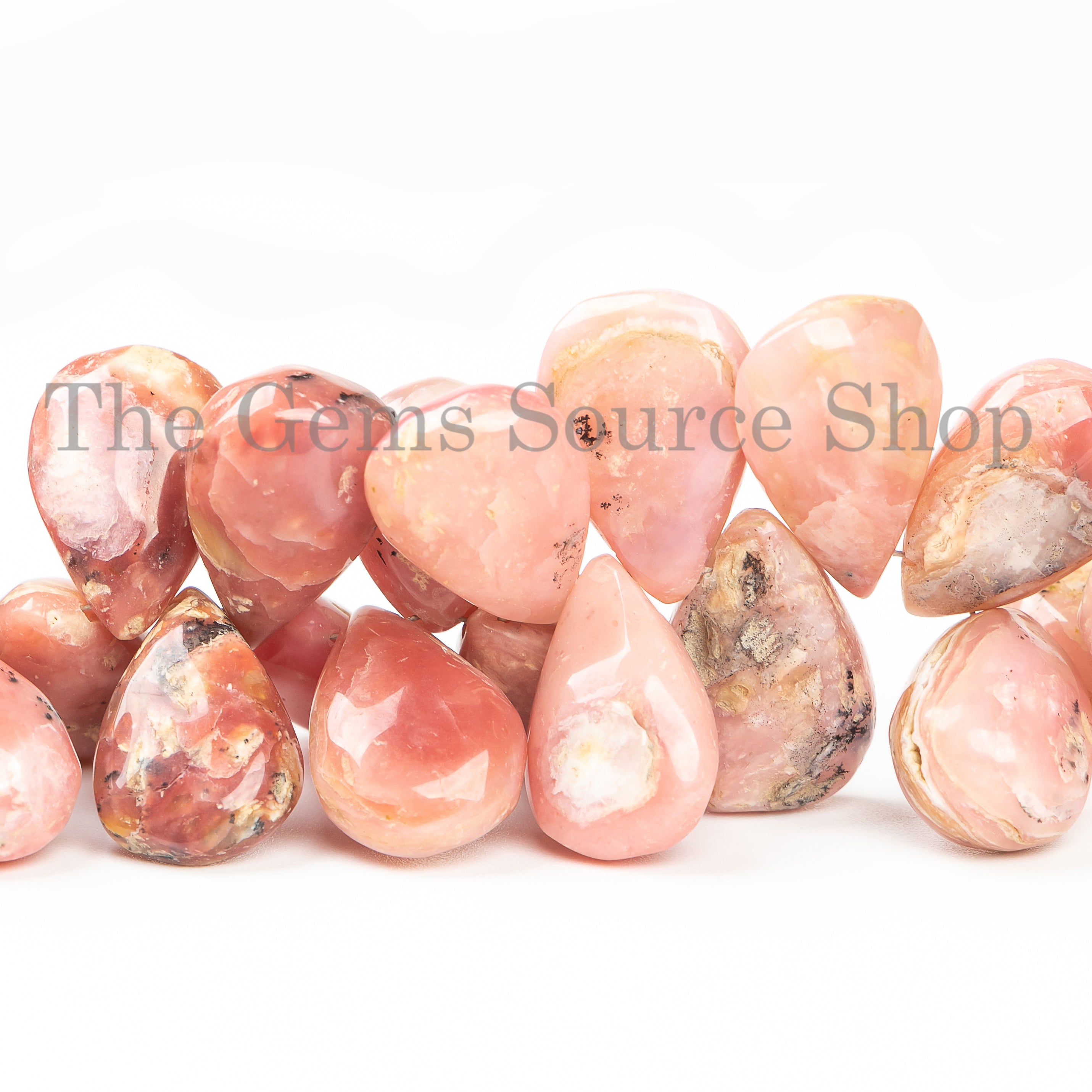 12x15-14.5x21mm-9" Pink Opal Smooth Pear Shape Gemstone Craft Beads Strand