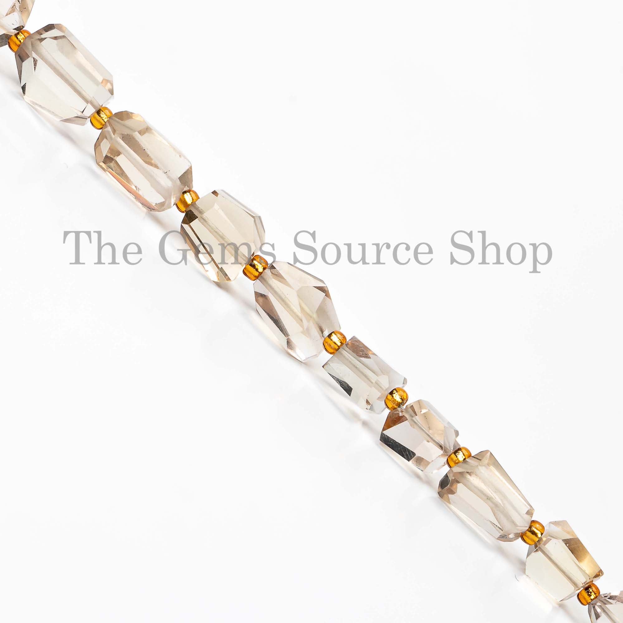 Nugget Shape Faceted Champagne Quartz Straight Drilled 4x6-7x8mm Gemstone Beads 8" Strand