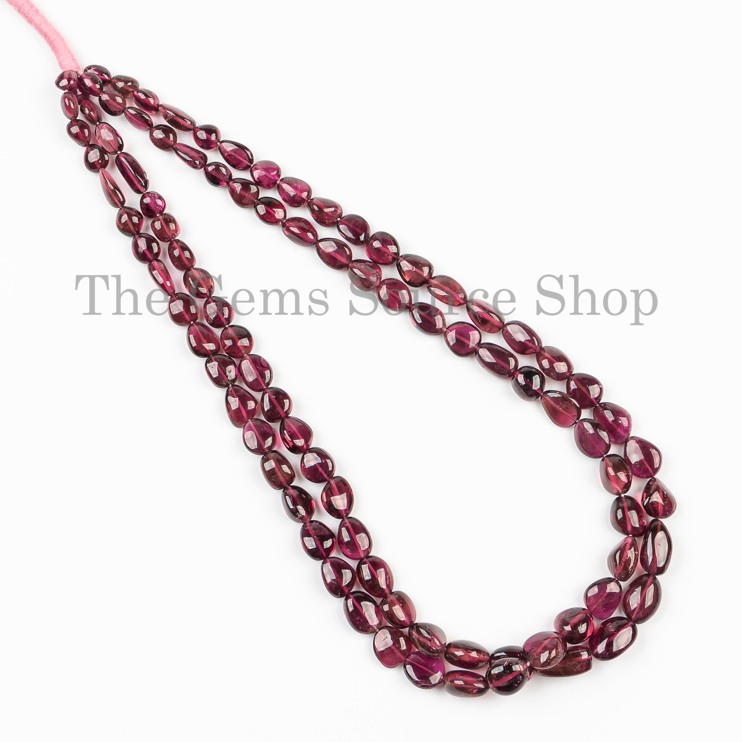 5x6-8.5x12mm-16" Rubelite Tourmaline Smooth Nuggets Gemstone Craft Beads Strand for Jewelry