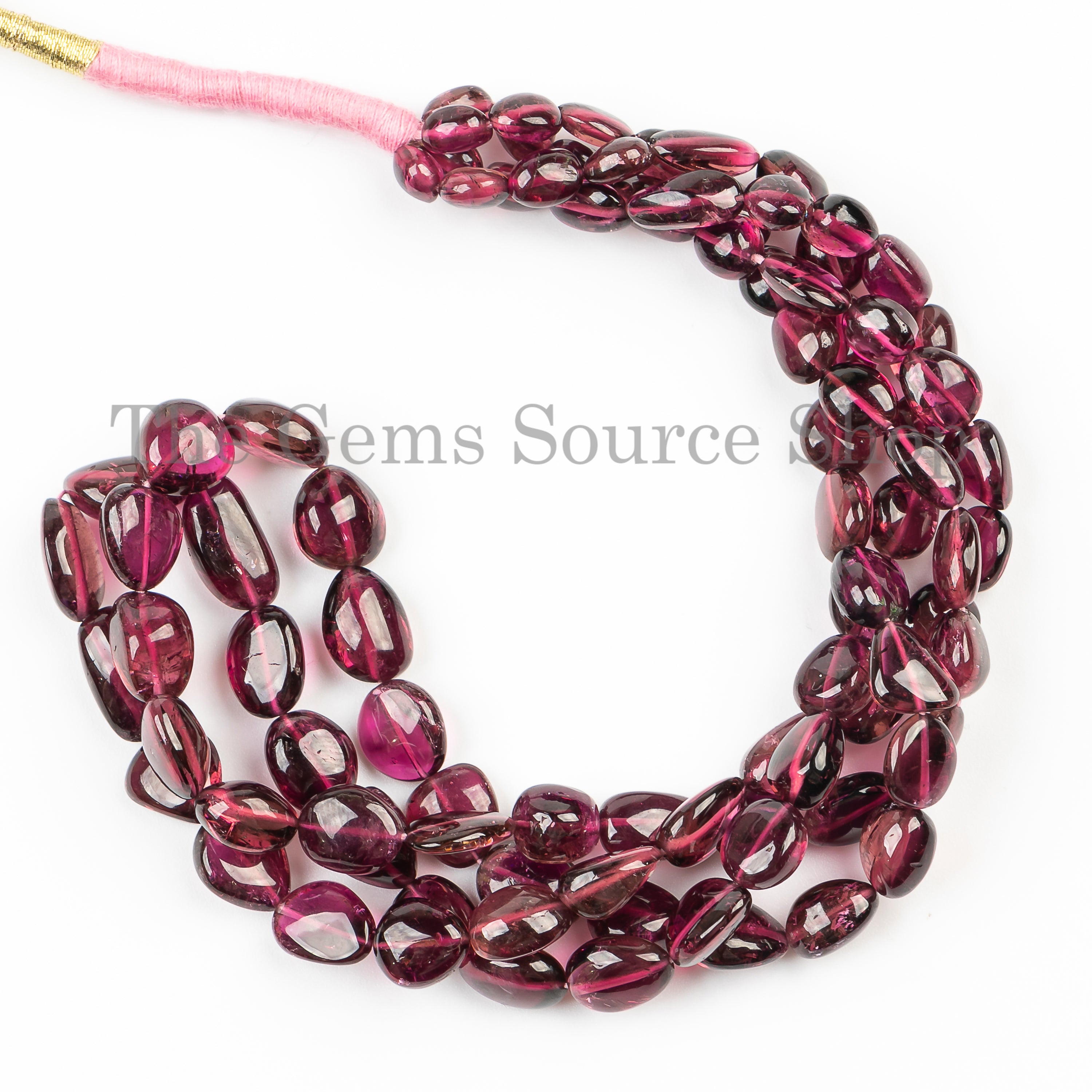 5x6-8.5x12mm-16" Rubelite Tourmaline Smooth Nuggets Gemstone Craft Beads Strand for Jewelry