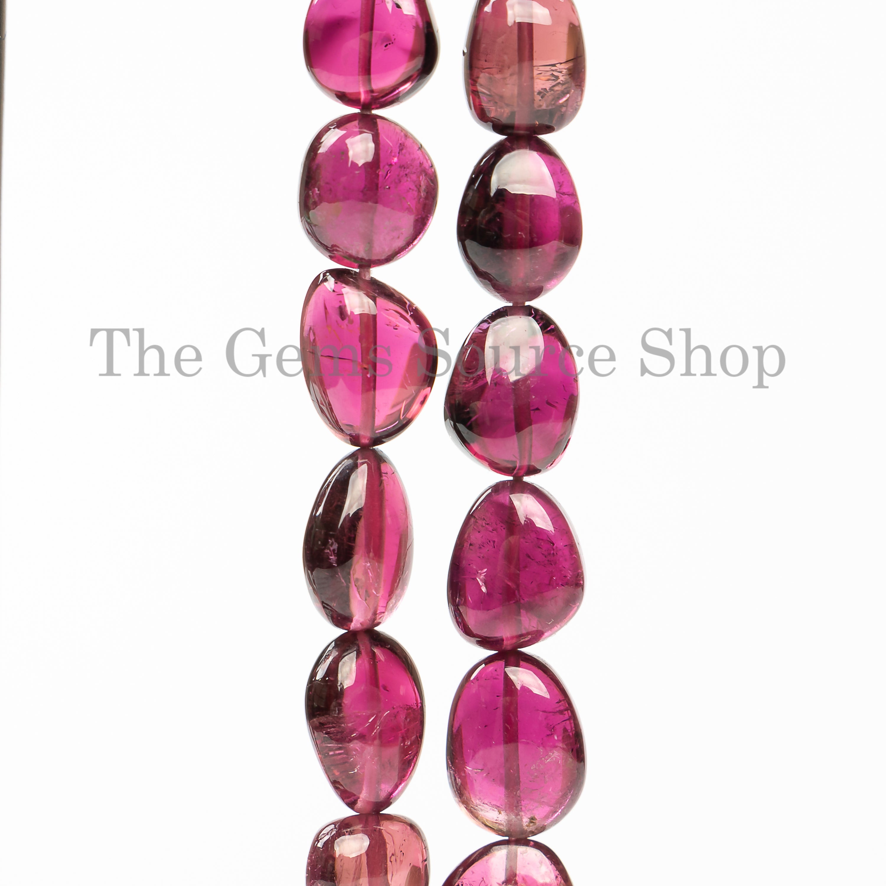 5x6-8.5x12mm-16" Rubelite Tourmaline Smooth Nuggets Gemstone Craft Beads Strand for Jewelry