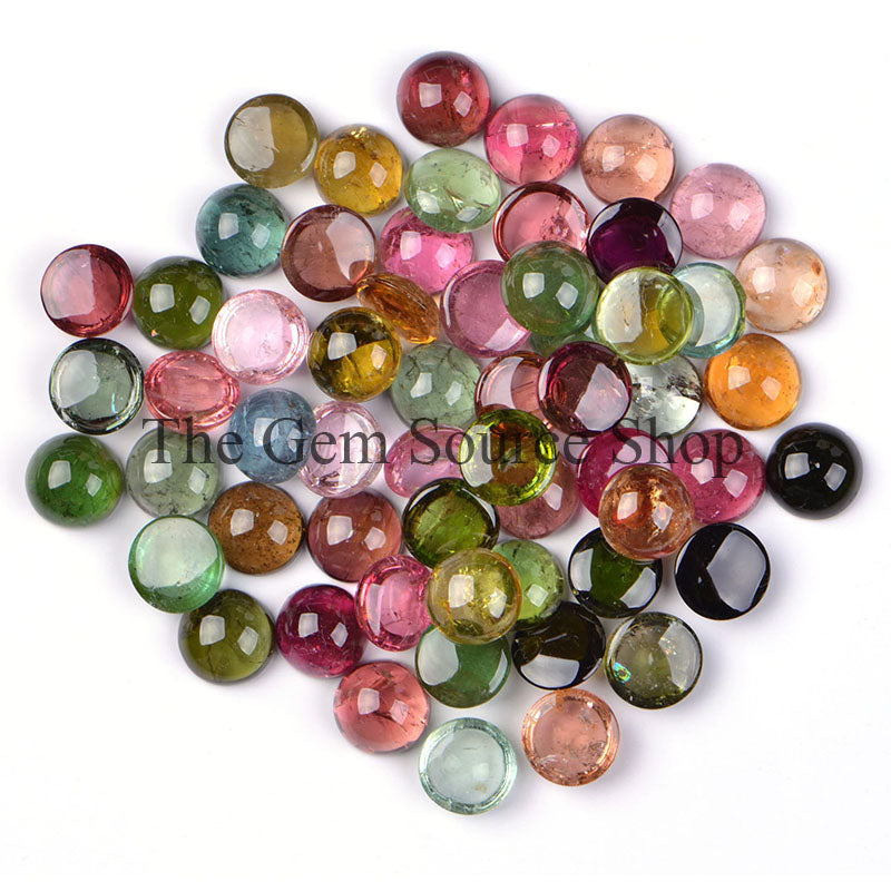 Loose African Multi Tourmaline Round Cabochons Wholesale Gemstone Beads Lot-11mm-5.12cts