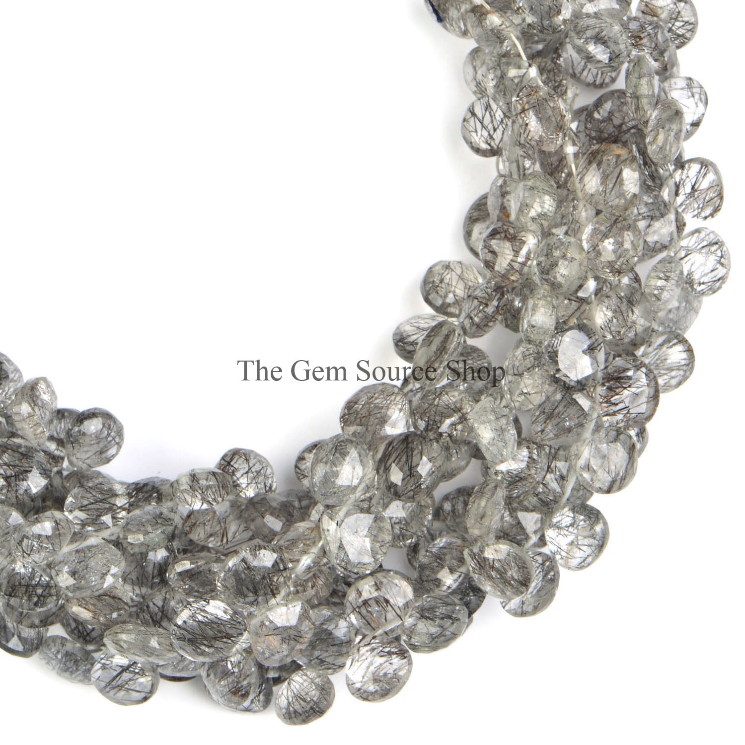 Black Rutile Faceted Beads