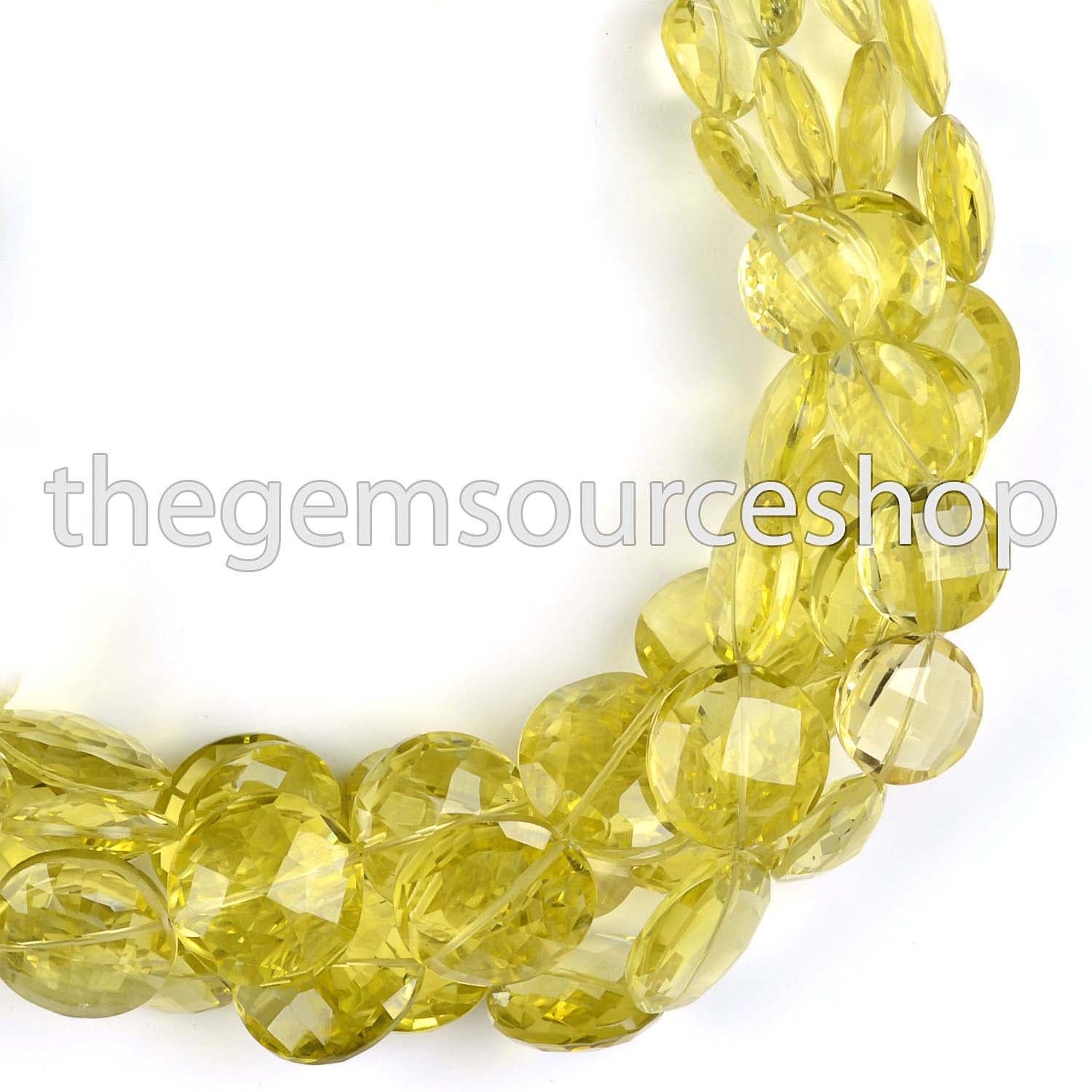 Lemon Quartz Coin Shape Beads'