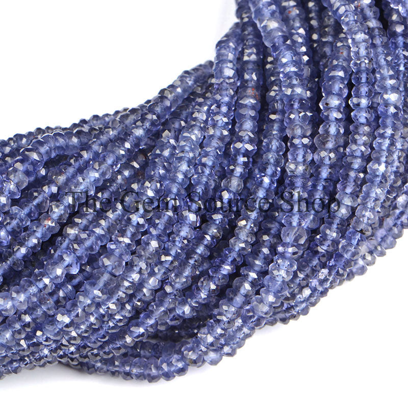 Natural Iolite Beads, Iolite Faceted Beads, Iolite Rondelle Shape Beads, Iolite Briolette, Gemstone Beads