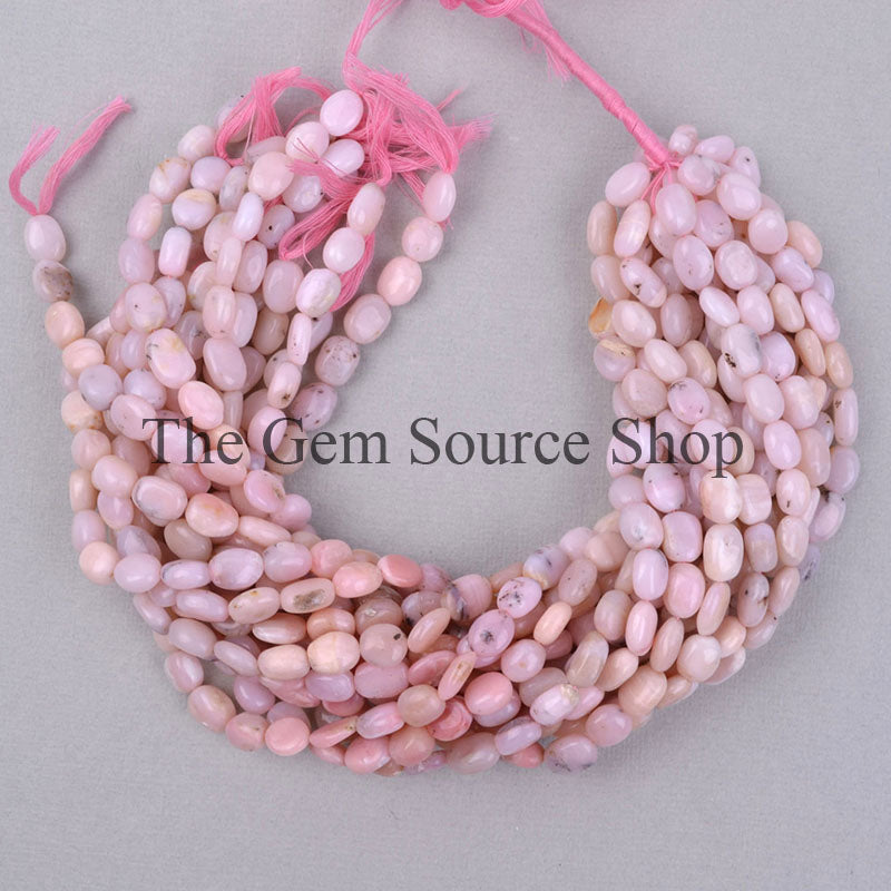 14" Pink Opal Smooth Oval Shape Wholesale Gemstone Beads Strand for DIY Jewelry